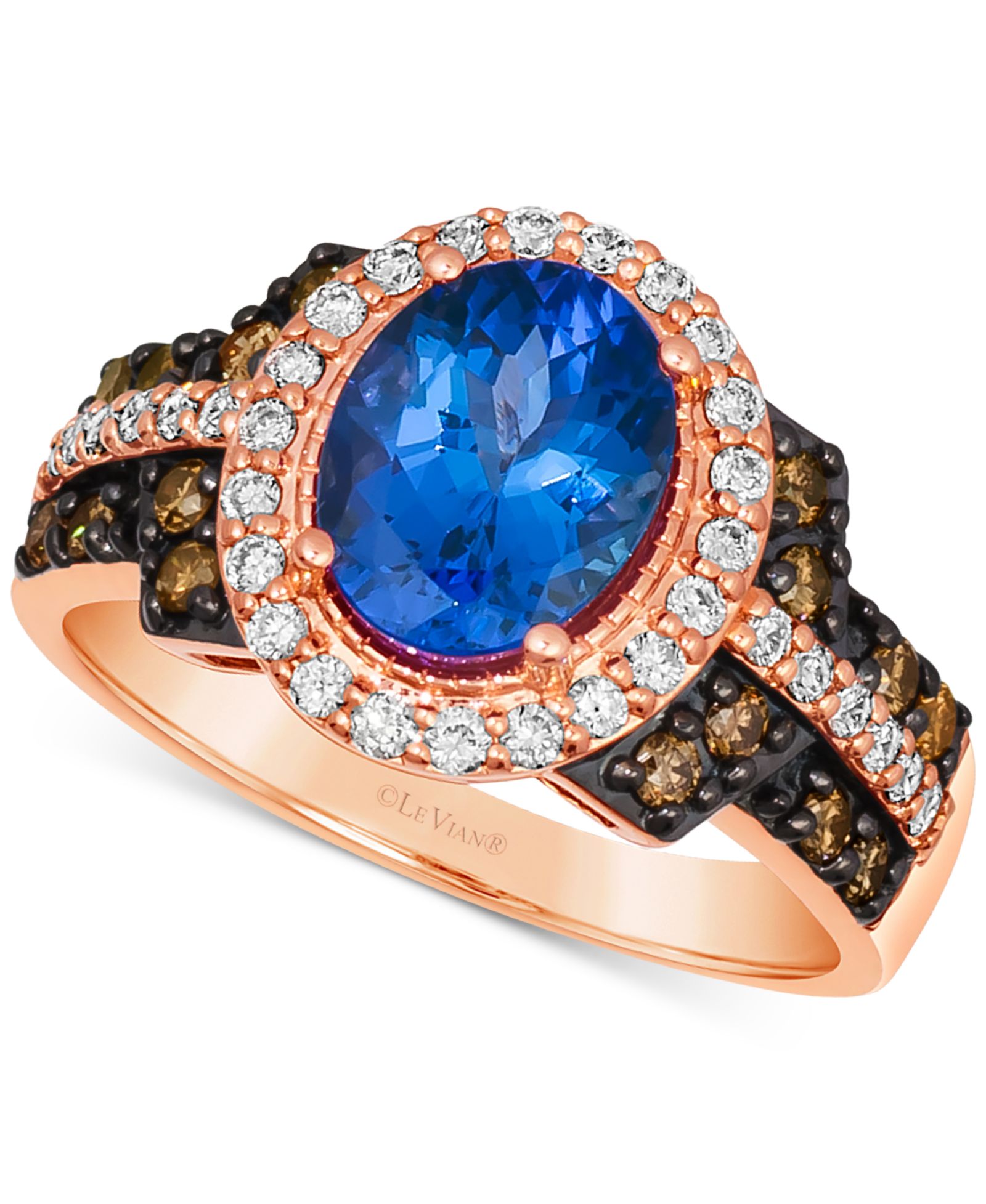 Кольцо Le Vian Hao из розового золота 14k с голубым танценитом и бриллиантами