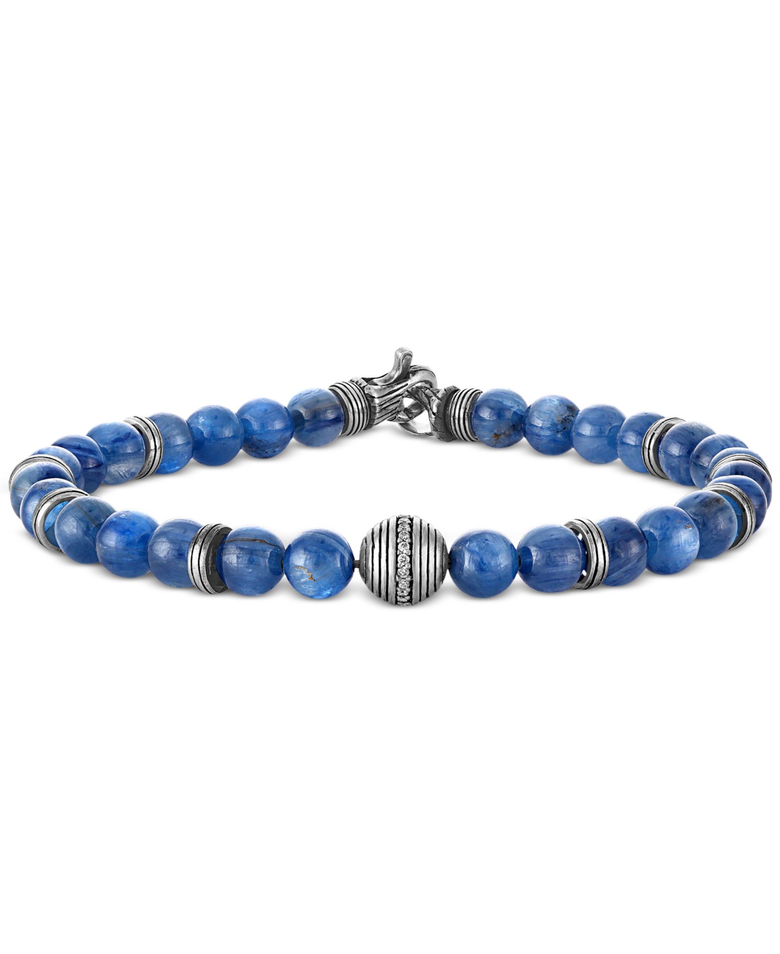 Мужской браслет Esquire Jewelry Kyanite & Diamond (1/10 ct. t.w.) Bead Sterling Silver