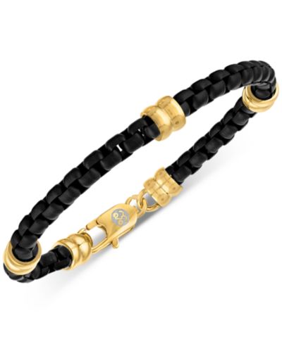 Esquire Men's Jewelry Box Link Chain Bracelet in Black & Gold-Tone Ion Plated Stainless Steel, Exclusively at Macy's