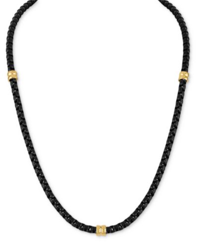 Esquire Men's Jewelry Box Link 22" Chain Necklace in Black & Gold-Tone Ion Plated Stainless Steel, Exclusively at Macy's