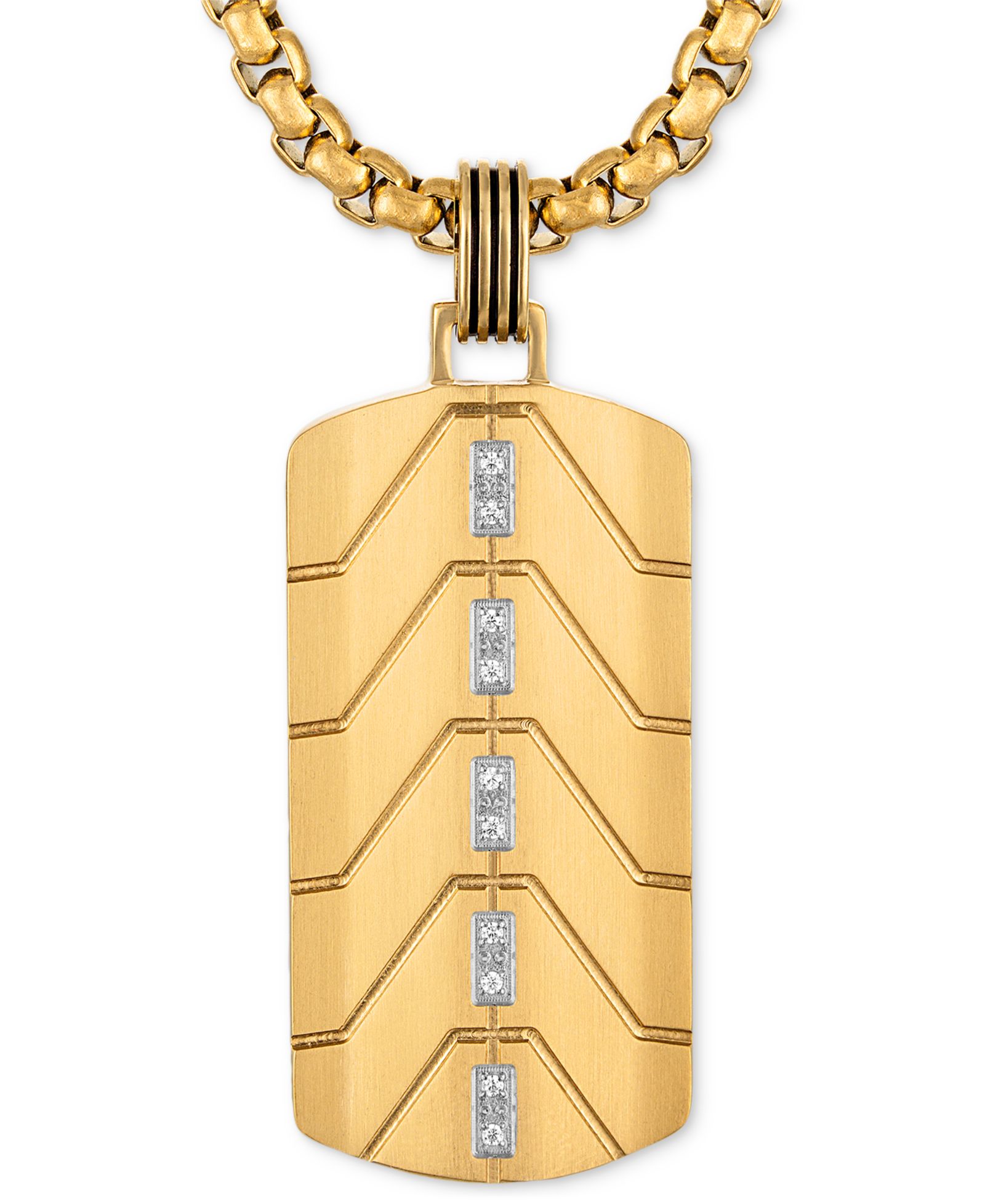 Мужской кулон Esquire Men's Jewelry Diamond Chevron Dog Tag 22" в Black & Gold-Tone Ion Plated Stainless Steel