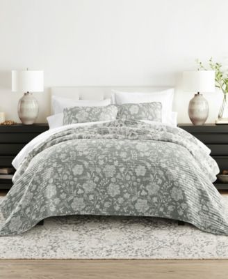 Комплект стеганых покрывал ienjoy Home Textured Floral Reversible 3-Pc., Full/Queen