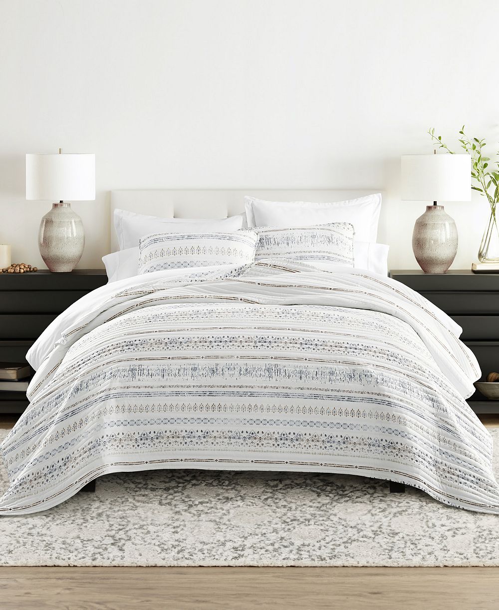 Комплект стеганых одеял ienjoy Home Relic Stripe Reversible, 3-Pc., King/California King