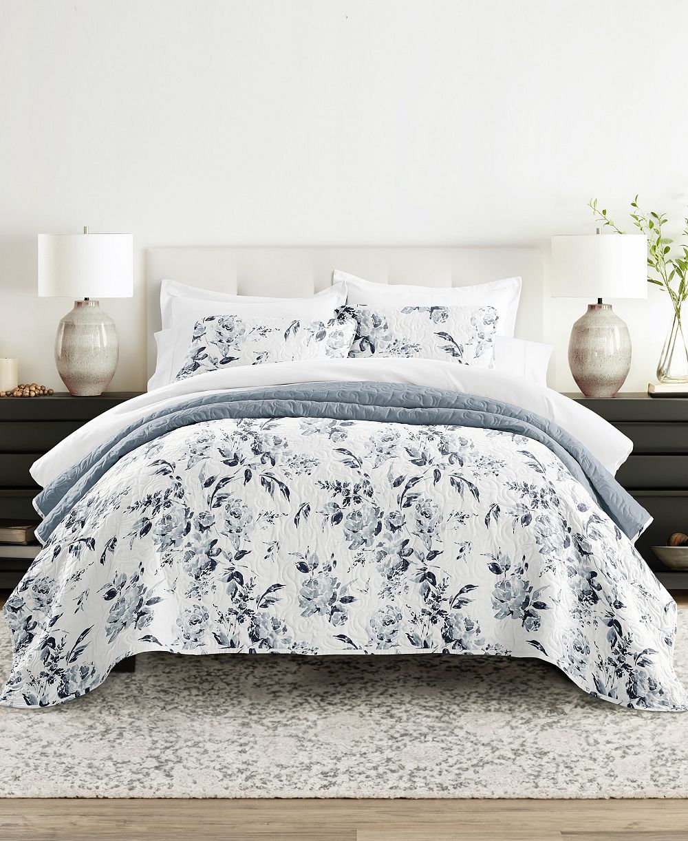ienjoy Home Rose Garden Reversible 3-Pc. Quilt Set, King/California King