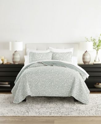Стеганый комплект ienjoy Home Tossed Ferns, реверсивный, 3 предмета, King/California King