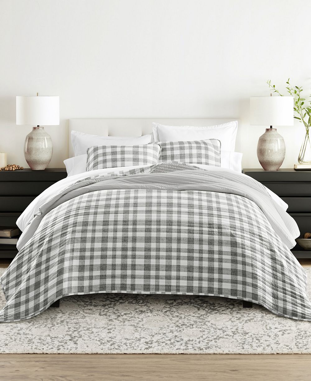 ienjoy Home Watercolor Plaid Reversible 3-Pc. Quilt Set, Full/Queen