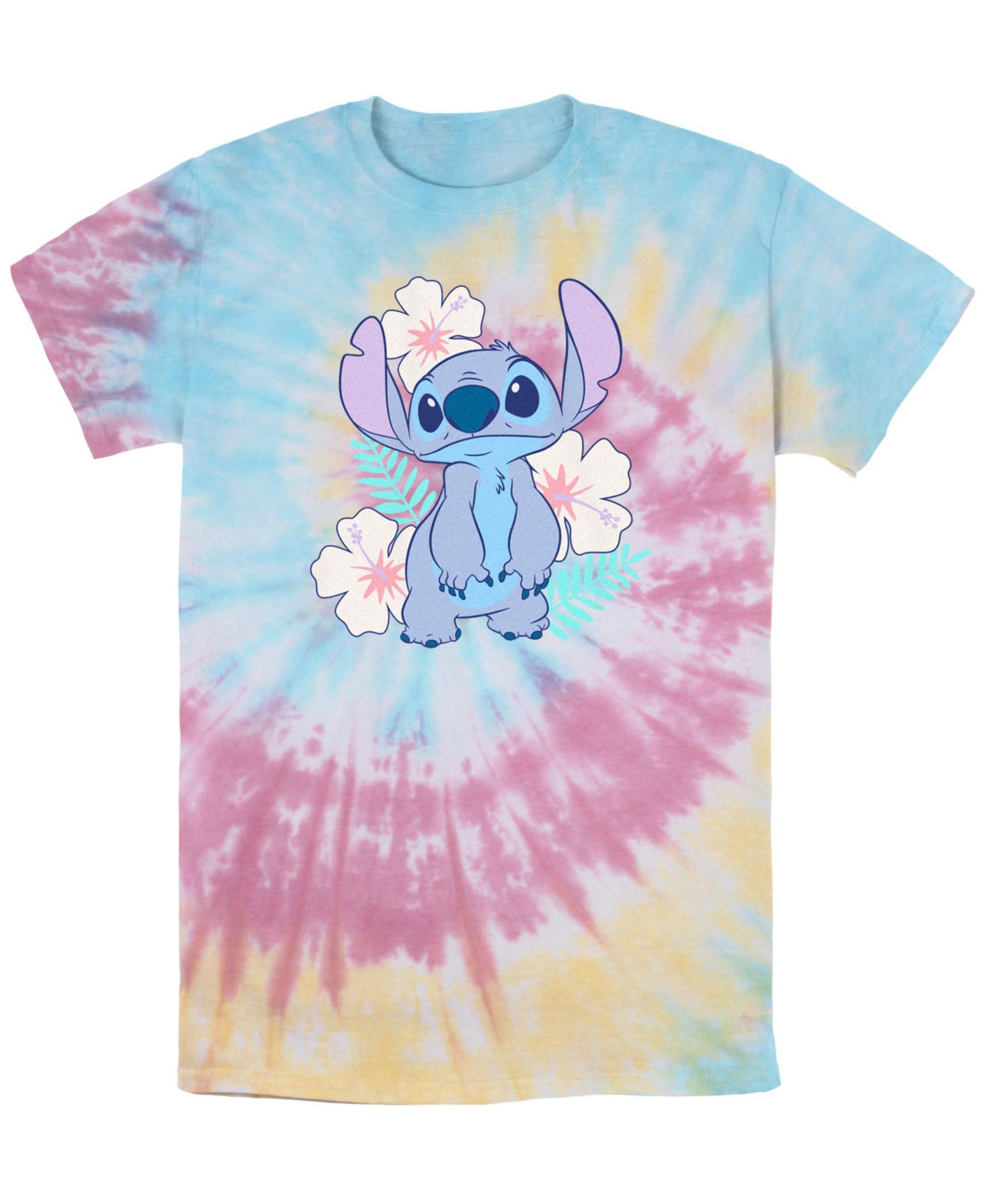Lilo Stitch Men's Stitch Flower Set Short Sleeve Tie Dye T-Shirt