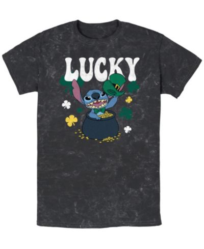 Мужская футболка Lilo Stitch Lucky Stitch с коротким рукавом, с эффектом варки