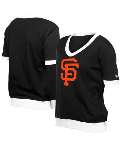 Женская футболка New Era Black San Francisco Giants Game Day Rhinestone V-Neck