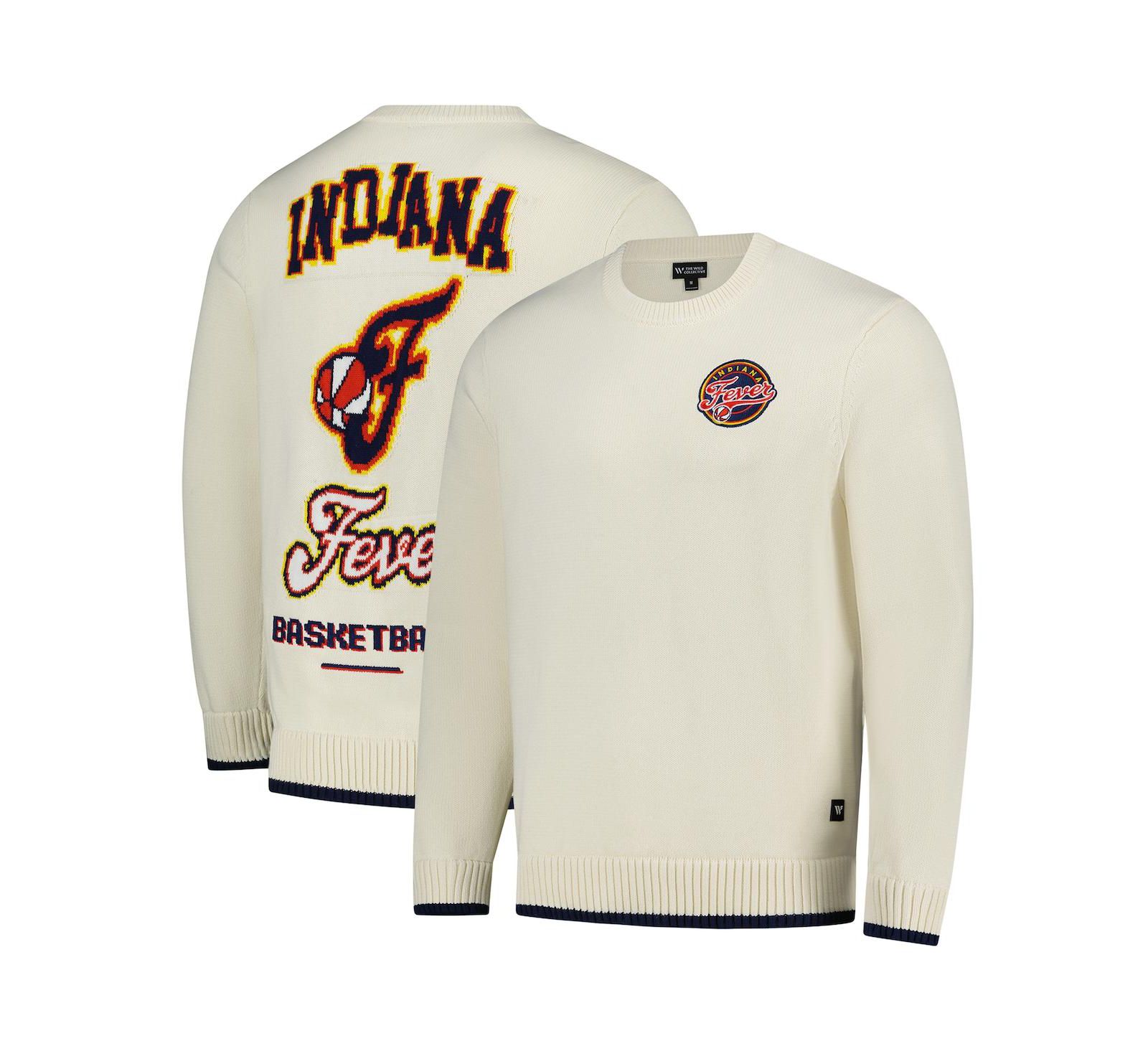 Свитер The Wild Collective Men's and Women's Cream Indiana Fever Jacquard Pullover