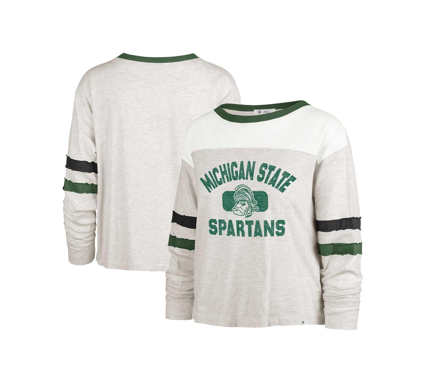 Женская футболка '47 Brand Oatmeal Michigan State Spartans Vault All Class Lena с длинным рукавом