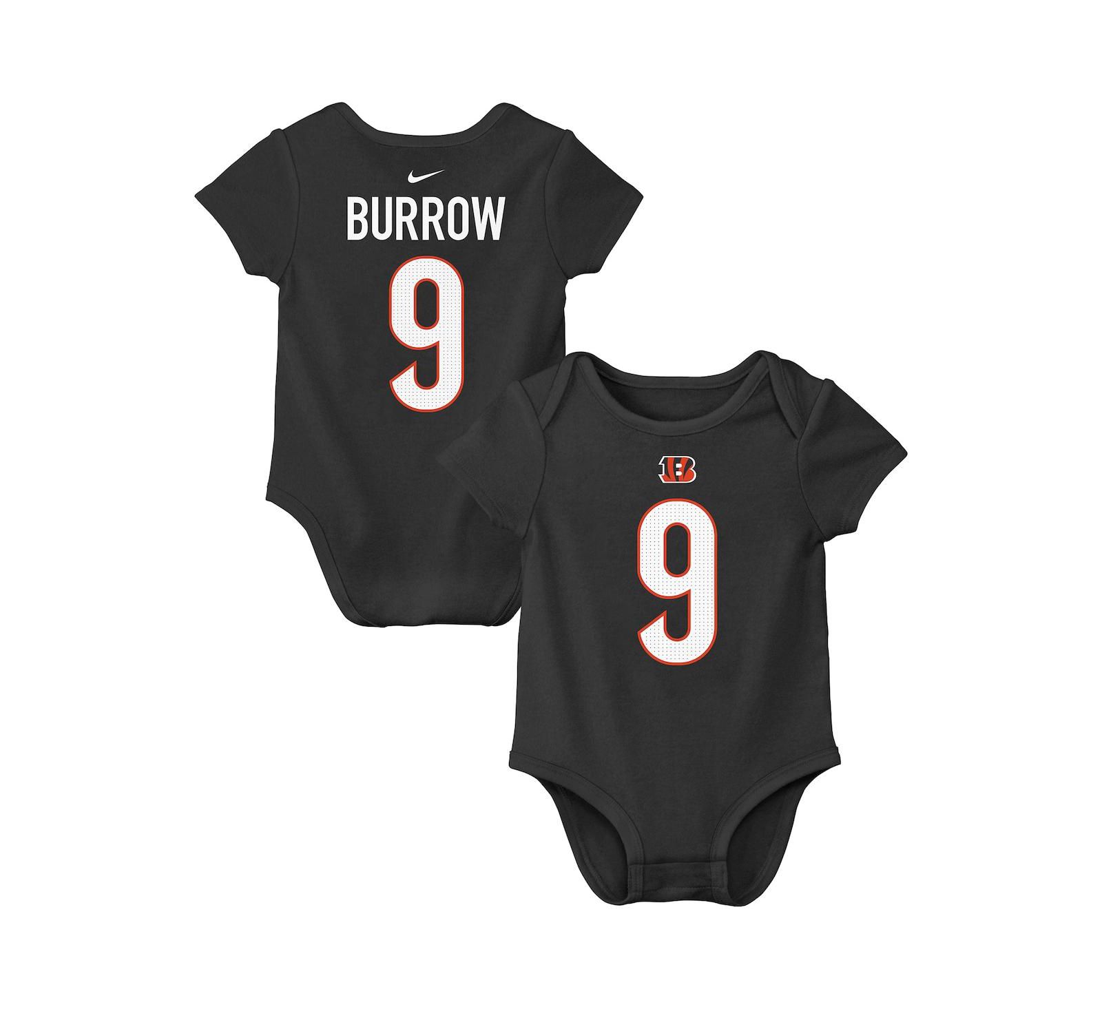 Боди Nike для малышей Joe Burrow Black Cincinnati Bengals Player Name & Number