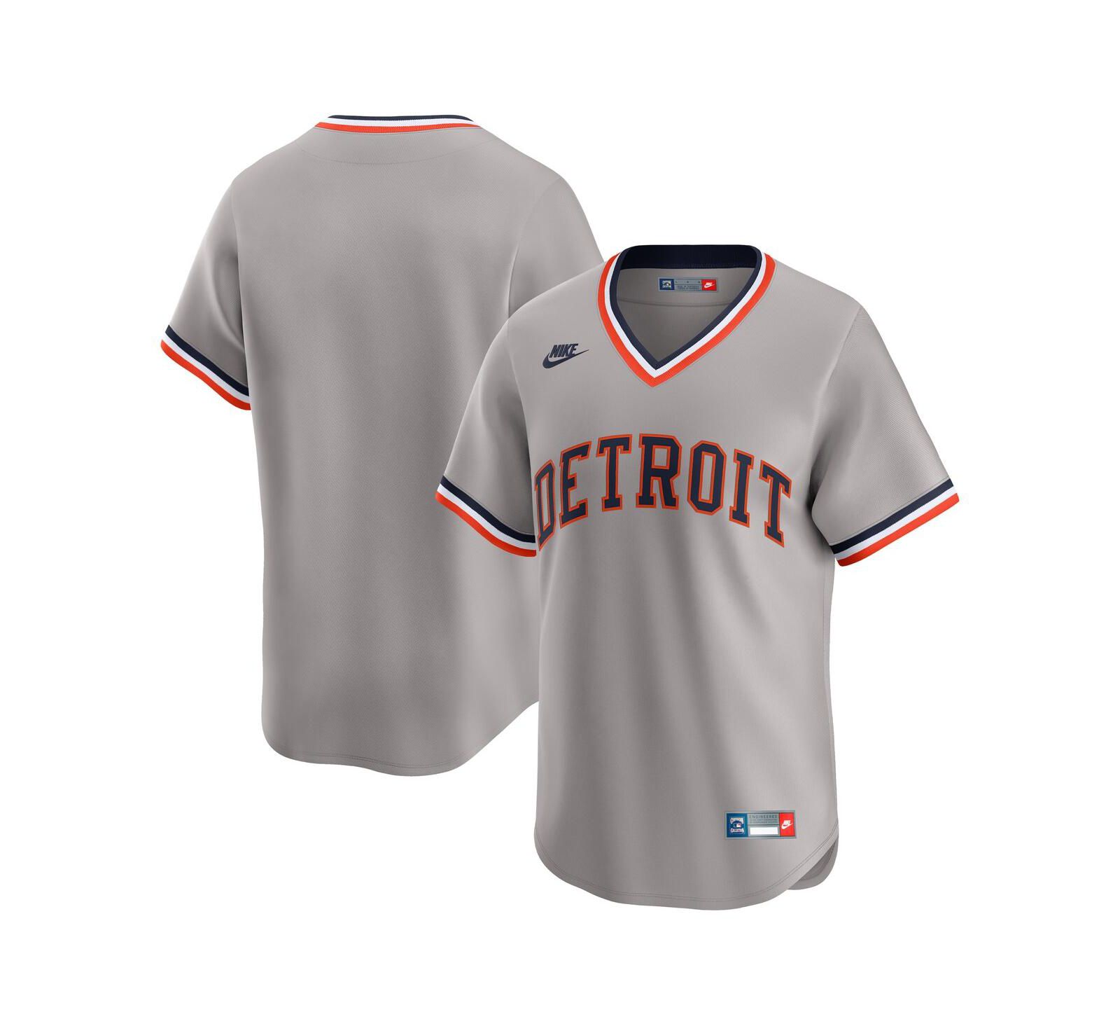 Nike Мужской Gray Detroit Tigers Throwback Cooperstown Collection Limited Jersey