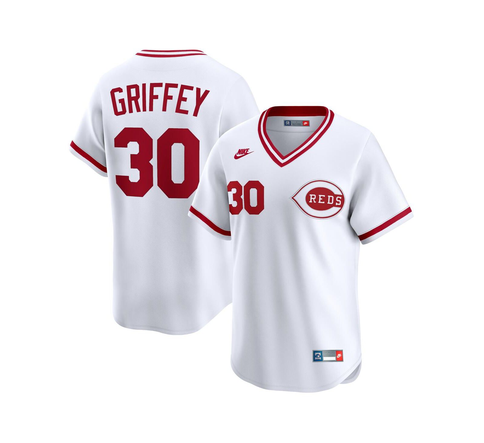 Nike Men's Ken Griffey White Cincinnati Reds Throwback Cooperstown Collection Limited Jersey