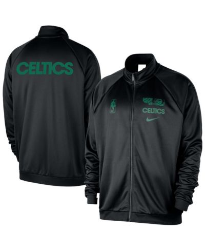 Nike Men's Black Boston Celtics Courtside Pique Club Full-Zip Track Jacket