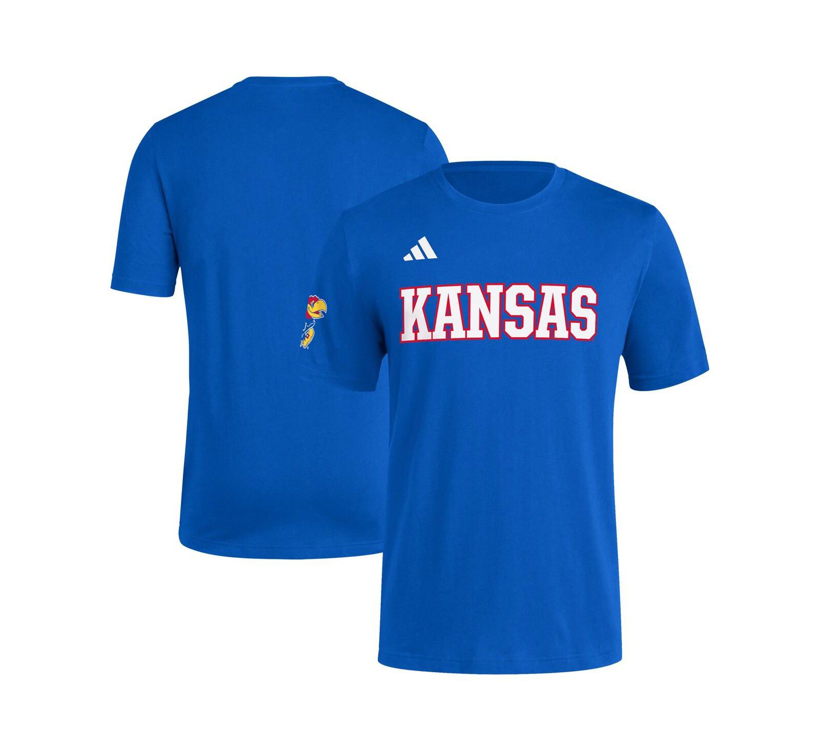 Adidas Men's Royal Kansas Jayhawks Fresh Wordmark T-Shirt