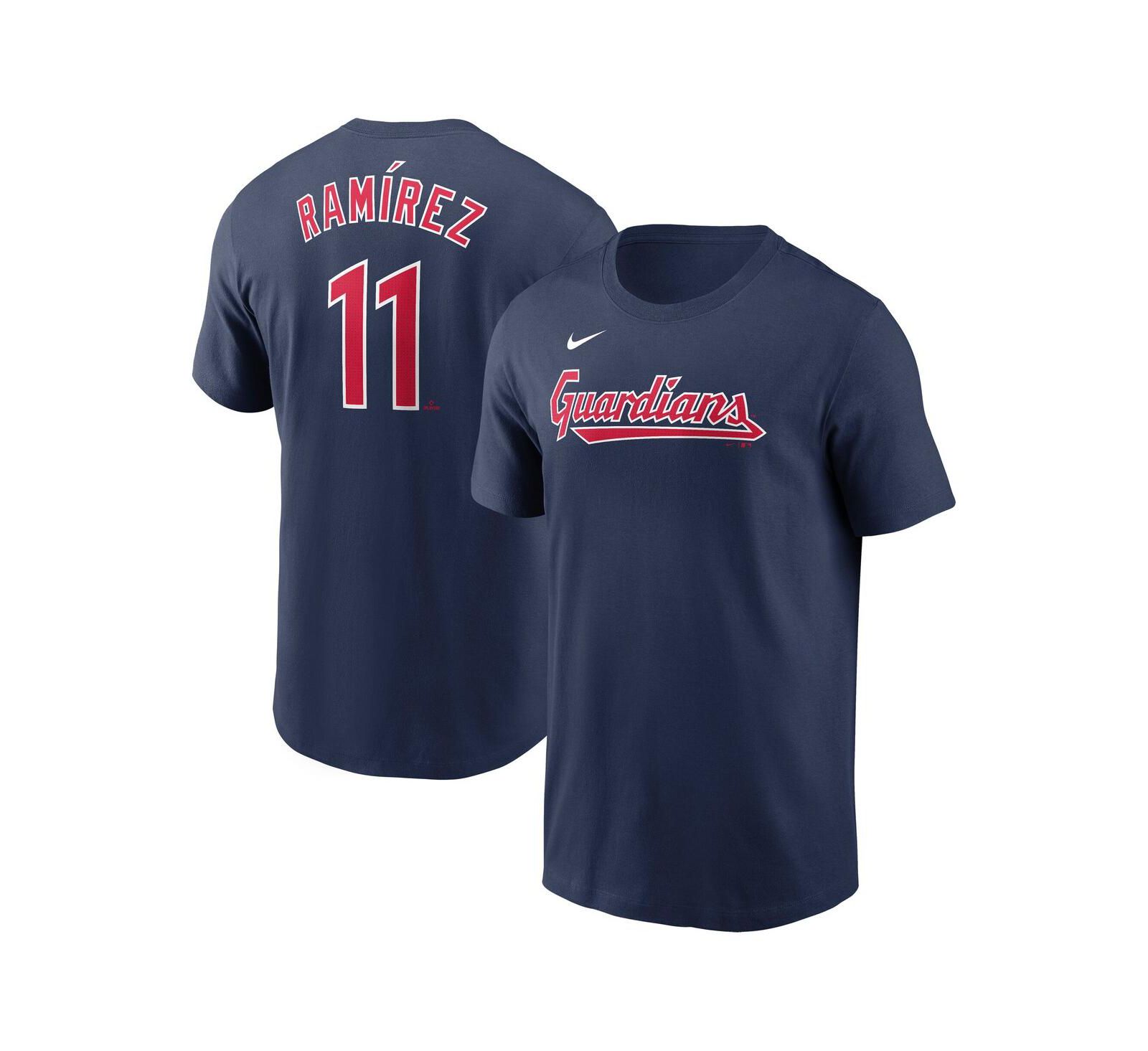 Мужская футболка Nike Jose Ramirez Navy Cleveland Guardians Fuse Name & Number