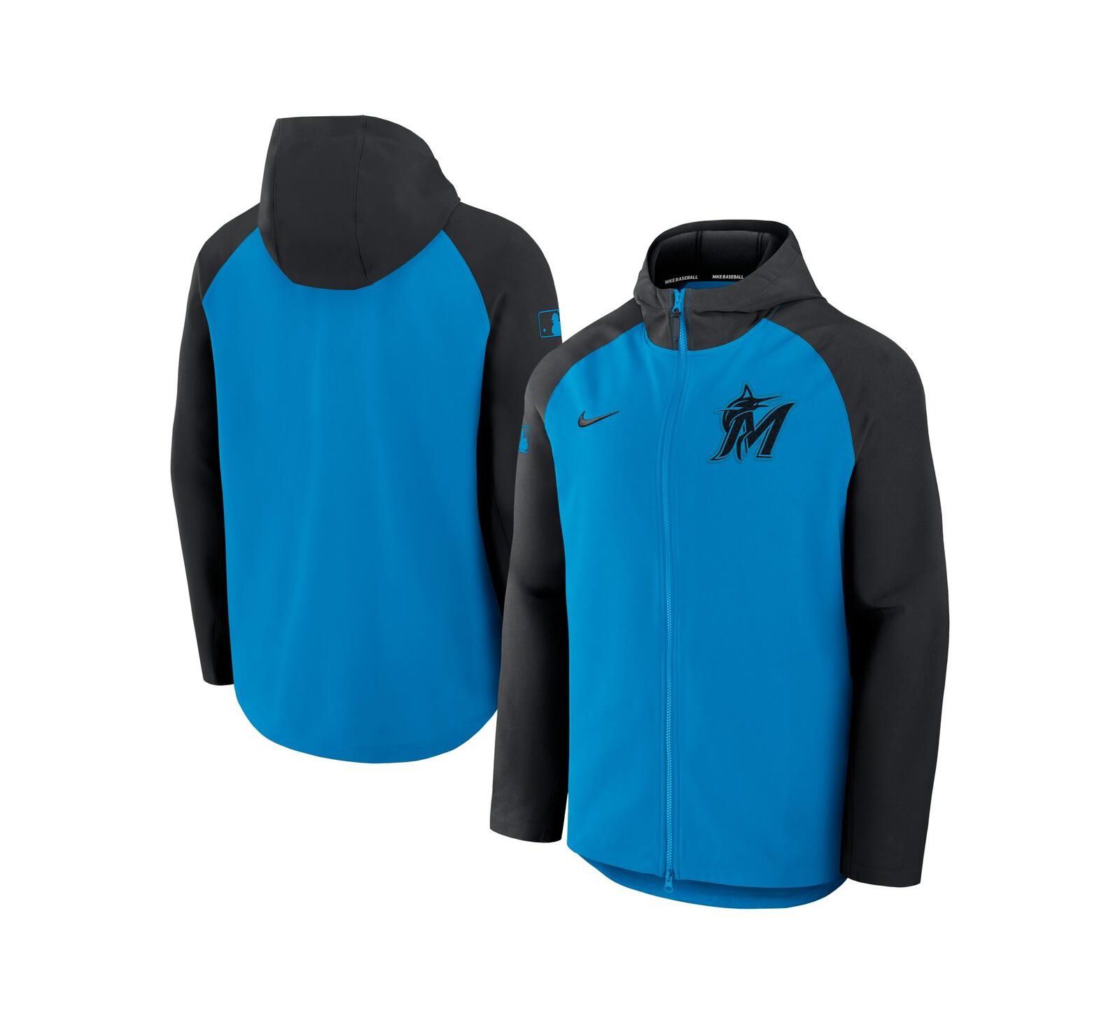 Мужская ветровка Nike Miami Marlins Authentic Collection Raglan Performance Full-Zip, синий/черный