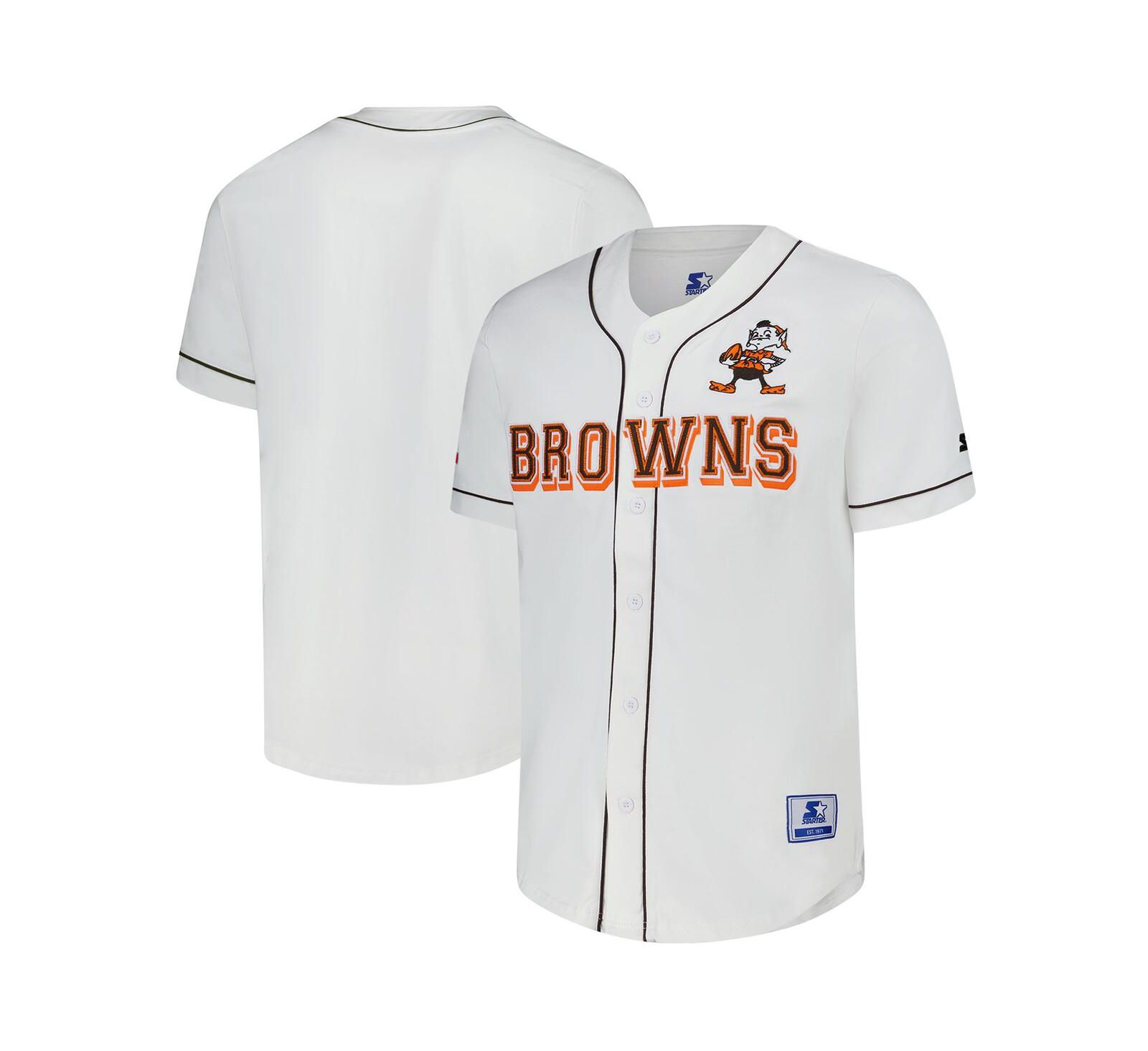 Starter Men's White Cleveland Browns Relay Vintage Full-Button Baseball Jersey
