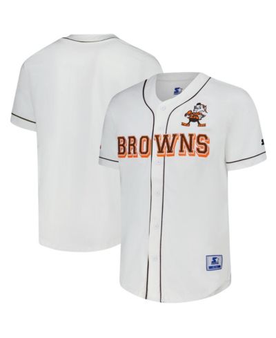 Starter Men's White Cleveland Browns Relay Vintage Full-Button Baseball Jersey