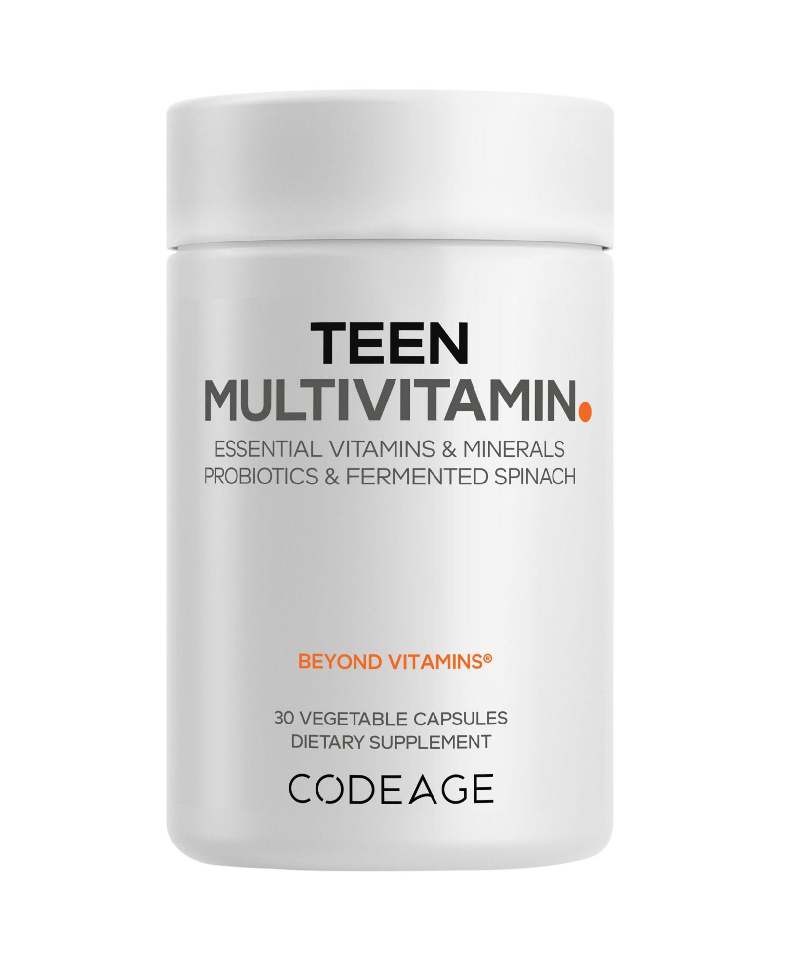 Codeage Teen мультивитамины A, C, D3, B6, B12, Folate, Zinc, Magnesium, Probiotics 30 Capsules