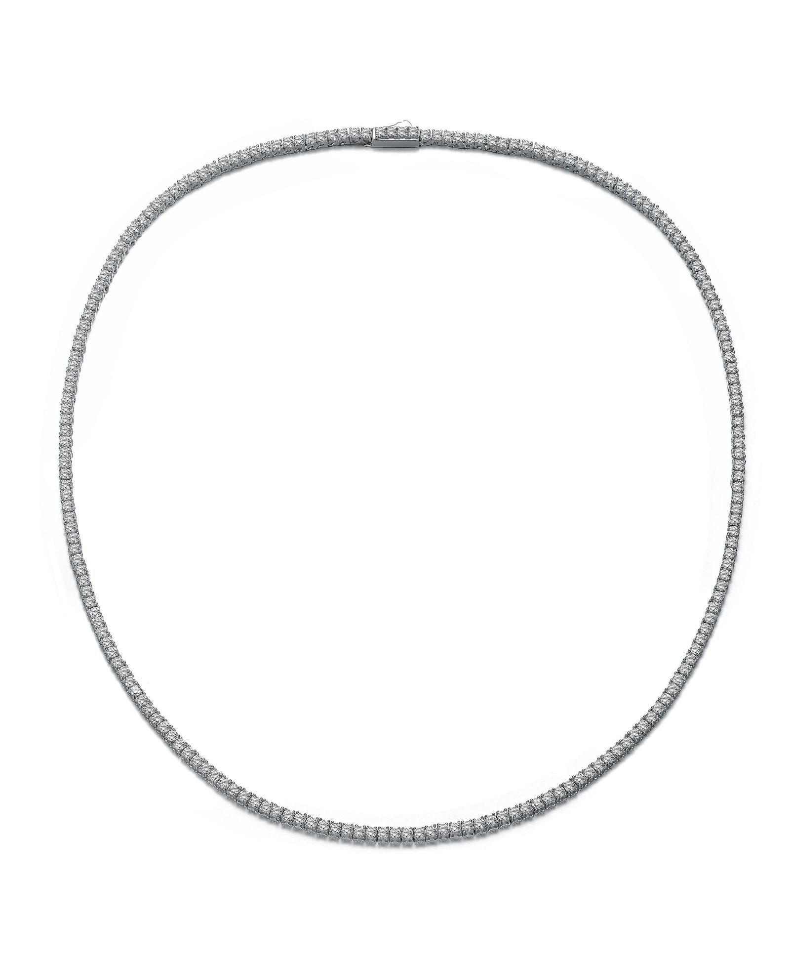Genevive Elegant White Gold Plated Radiant 2MM CZ Slim Tennis Necklace