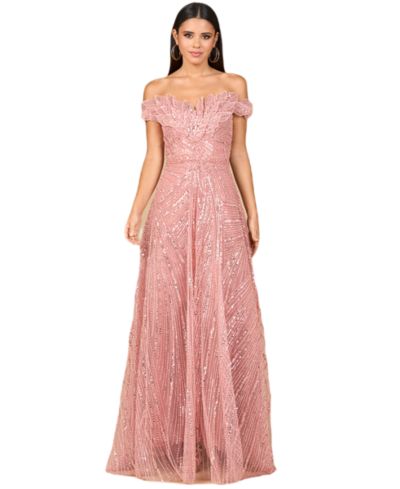 Lara Women's Off Shoulder Beaded Ballgown
