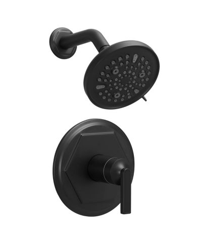 Greenspring Single Handle 9-Spray Round Rain Shower Faucet 1.8 GPM with Pressure Balance Valve in. Matte Black