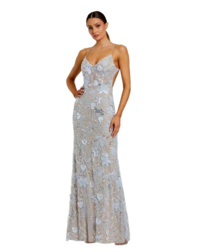Mac Duggal Women's Floral Embroidered Sleeveless Open Back Gown