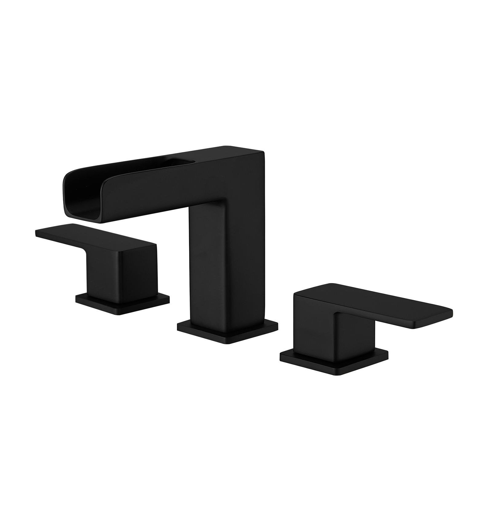 Greenspring 8 in. Widespread Double Handle Black Bathroom Faucet Set 3 Holes Vanity Sink With Metal Drain In Matte Black