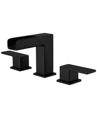 Greenspring 8 in. Widespread Double Handle Black Bathroom Faucet Set 3 Holes Vanity Sink With Metal Drain In Matte Black