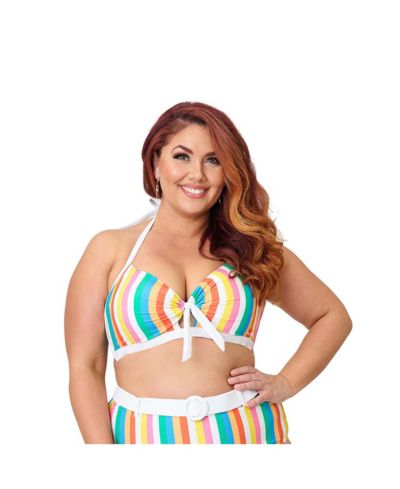 Женский купальный топ Unique Vintage Plus Size с бантом на бретелях