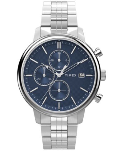 Timex Мужские часы Analog Silver-Tone Stainless Steel 45mm