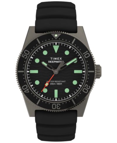 Мужские аналоговые часы Timex Black Rubber Strap, 41mm