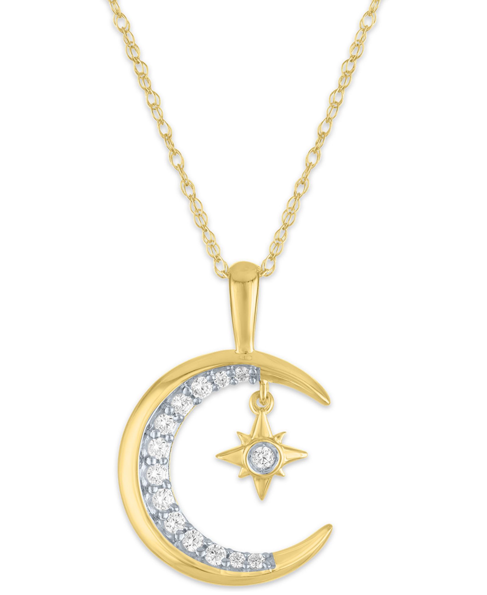 Ожерелье Macy's Diamond Moon Pendant в 10K желтом золоте