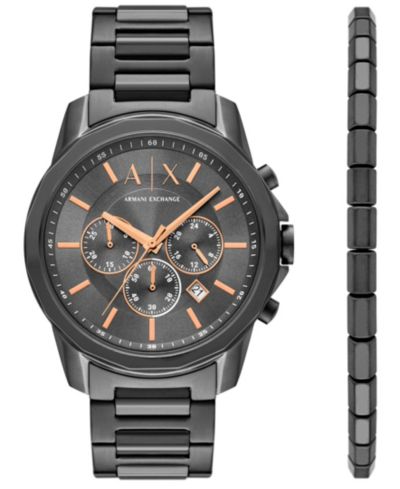 A|X Armani Exchange Мужские кварцевые хронограф часы из нержавеющей стали Gunmetal, 44mm