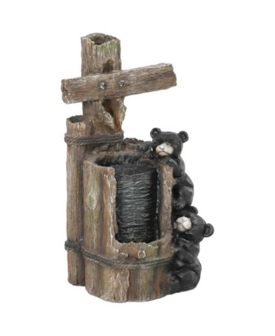 Outsunny 3-Tier 22.8" Outdoor Waterfall Fountain with LED Lights, Pump