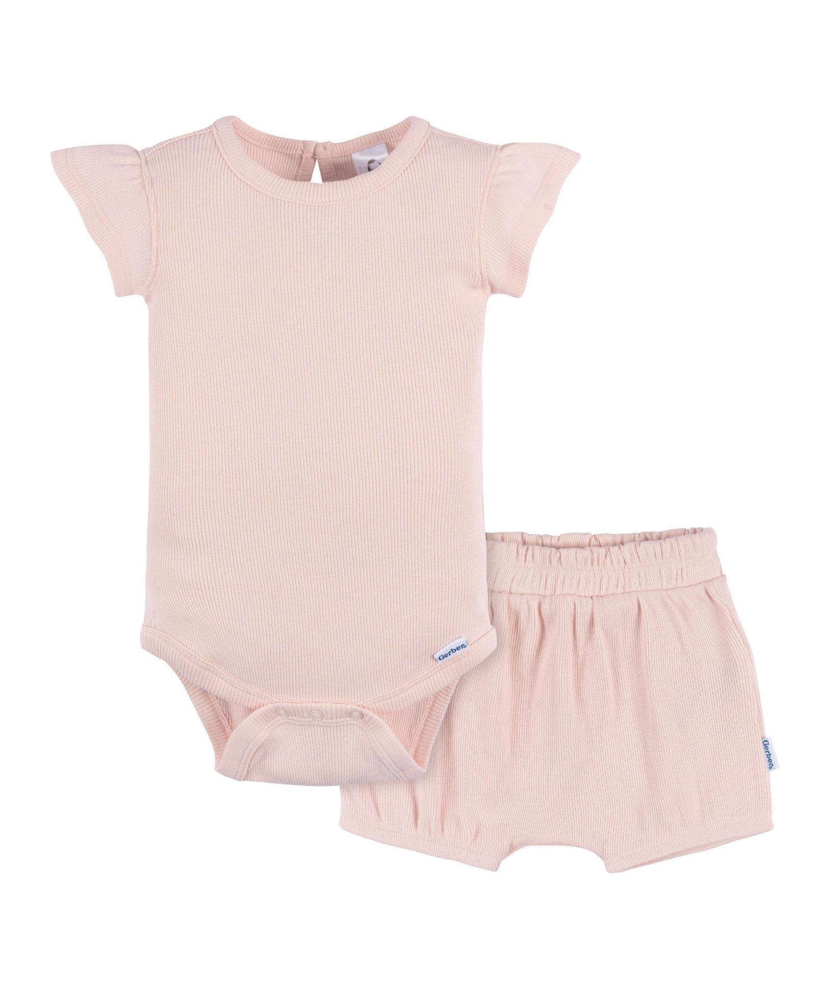 Gerber Baby Girls 2-Pack Bodysuit and Shorts Set, Crystal Pink, Newborn