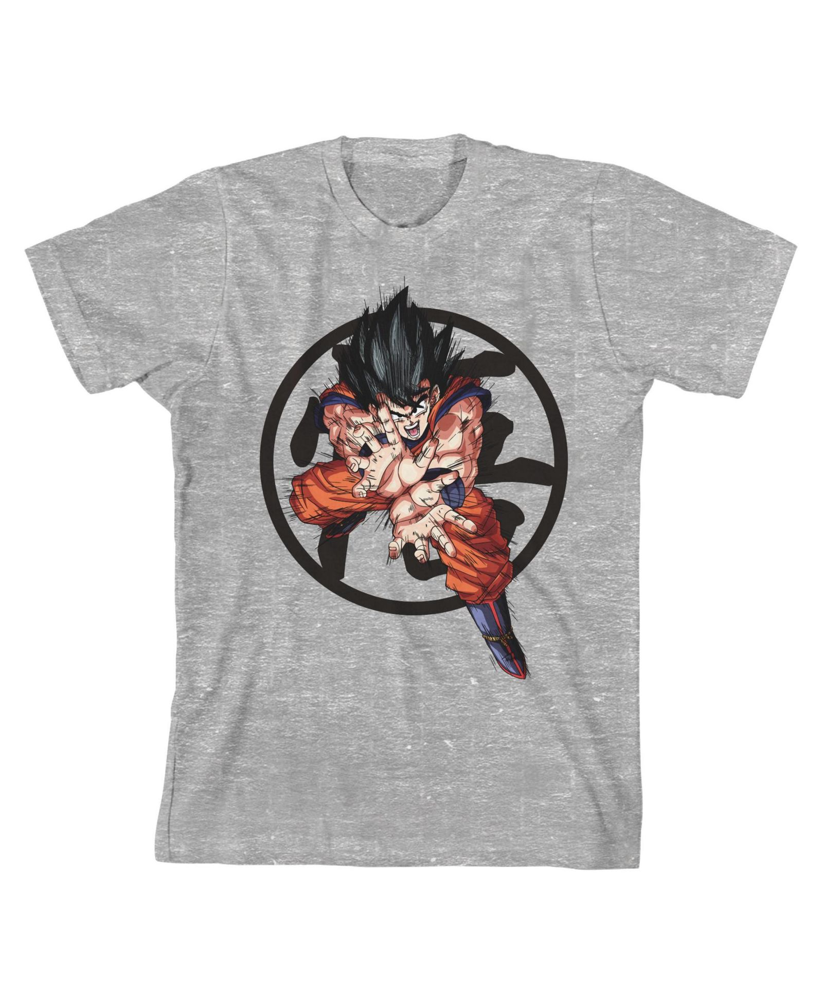 Dragon Ball Z Goku w/ Symbol Graphic Youth Boy's Athletic Heather T-Shirt-Small