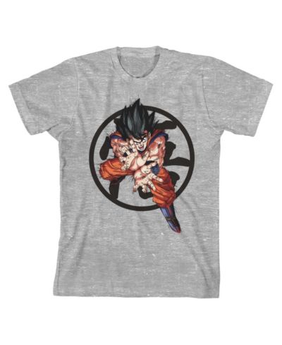 Dragon Ball Z Goku w/ Symbol Graphic Youth Boy's Athletic Heather T-Shirt-Small