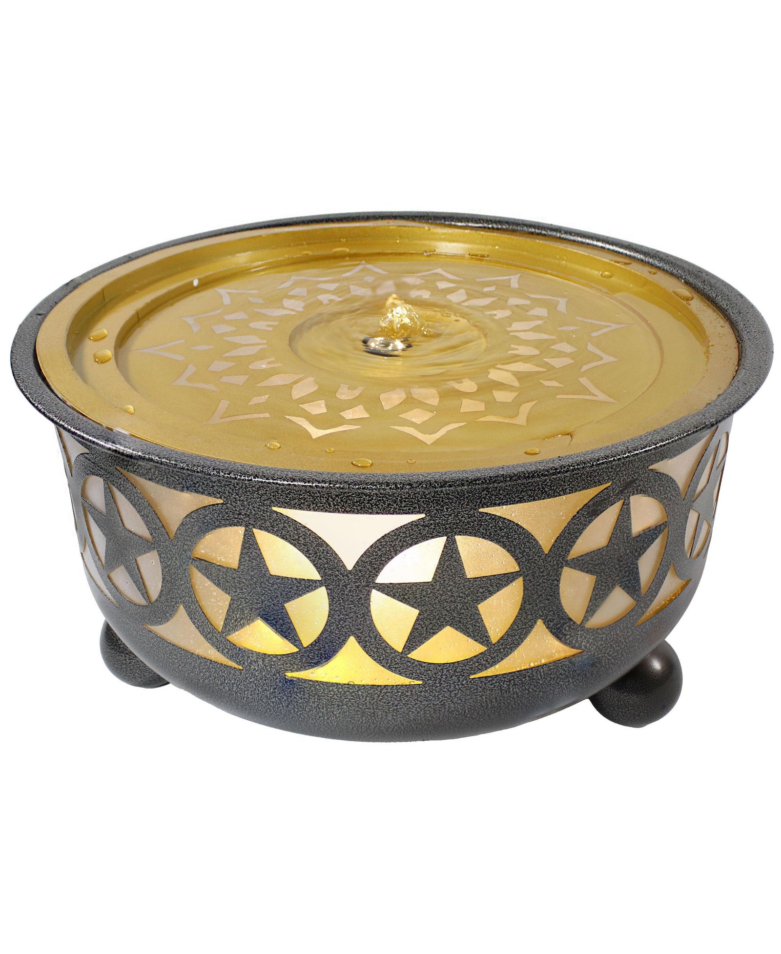 All Star Galvanized Iron Bowl Fountain with LED Lights - 25.25" Diameter x 14.25" H