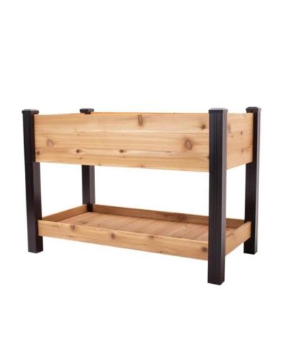 2-Ft x 4-Ft Cedar Wood Raised Garden Bed Planter Bed with Vinyl Legs