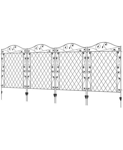 4 Pack Steel Foldable Fence Floral Trellis Panel Animal Barrier