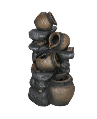 Outsunny 4-Tier 28.3" Resin Solar Water Fountain with LED Lights and Pump