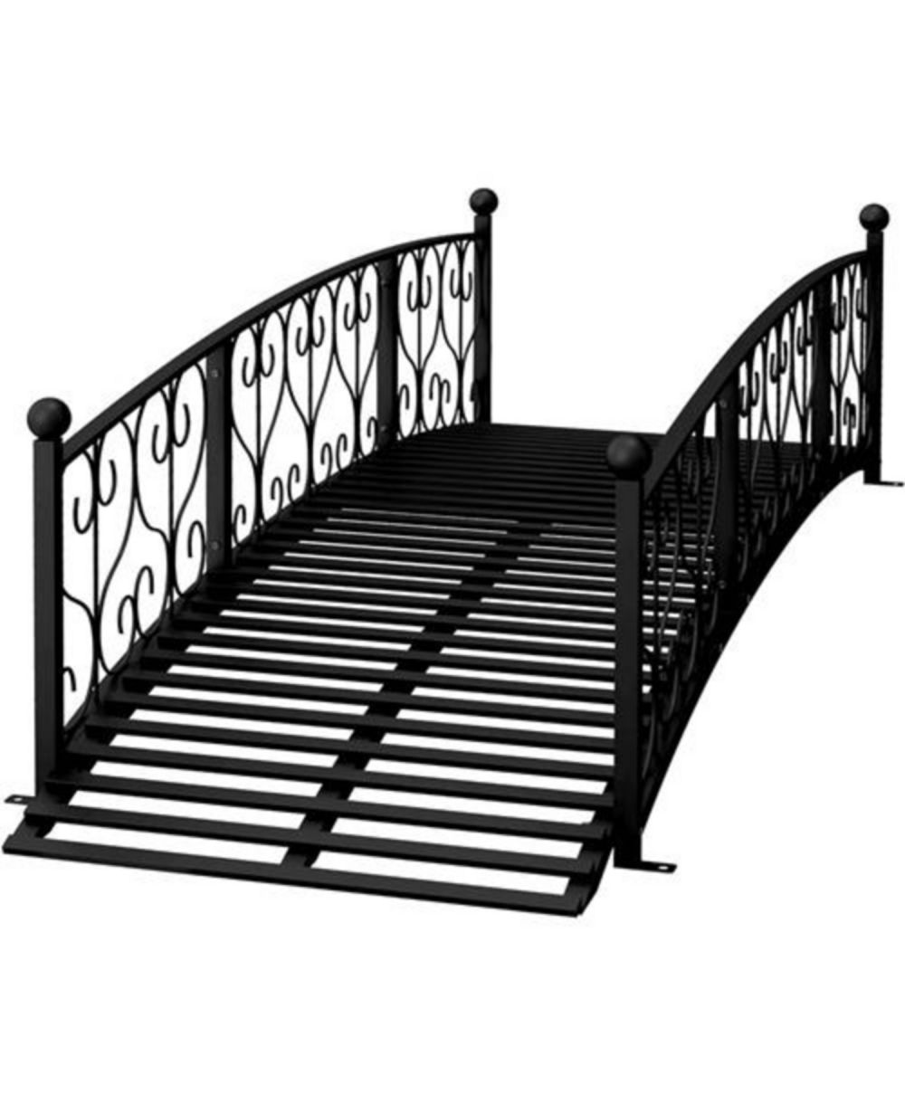 Outdoor Arch Garden Bridge with Side Rails for Elegant Landscaping and Garden Paths