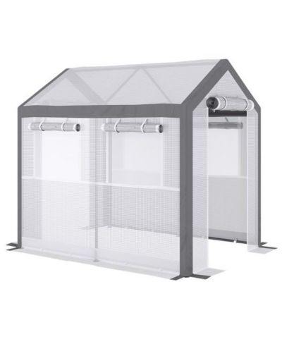 Large Walk-In Plant Greenhouse with Ventilated Windows and Zipper Door-White