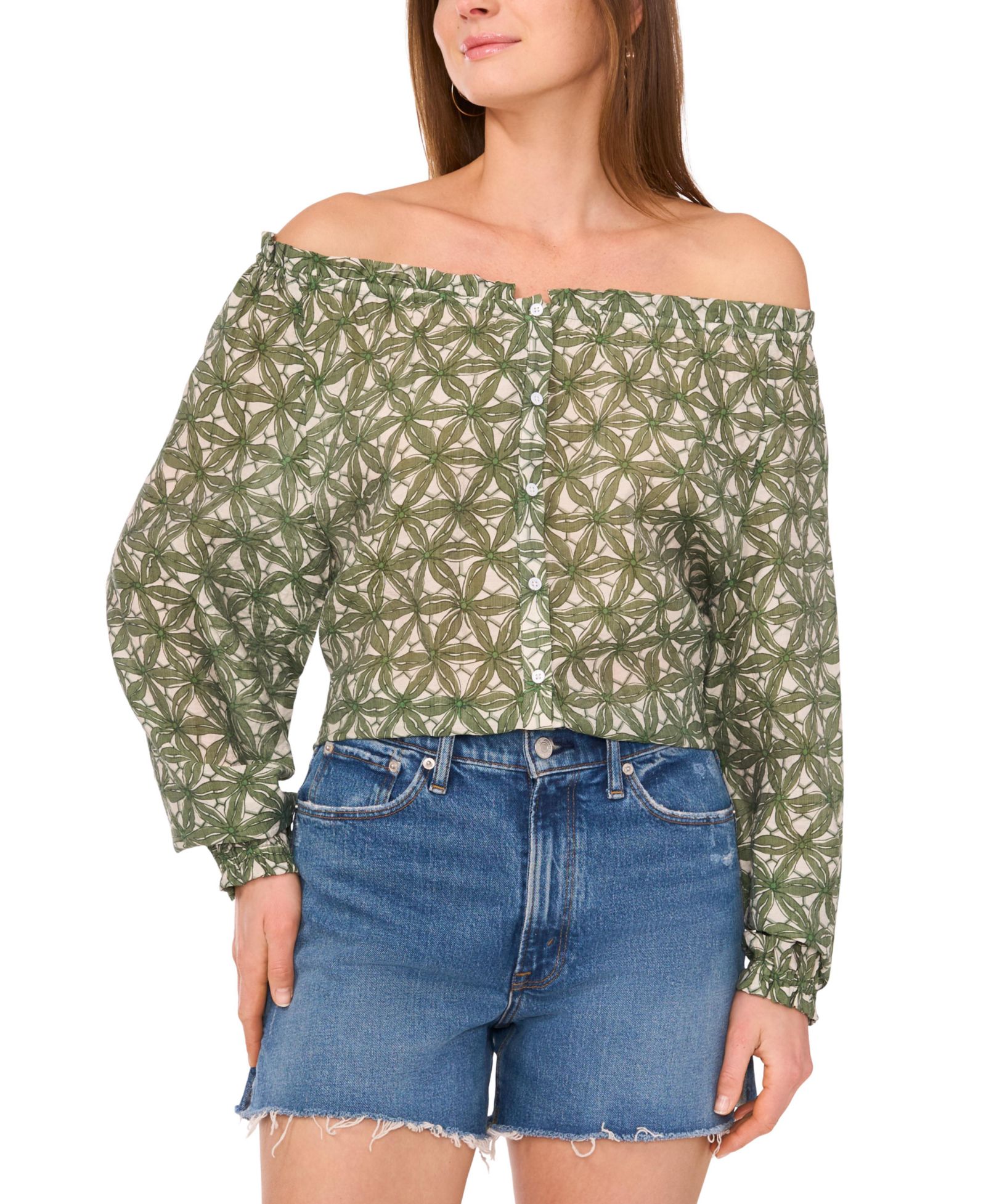 Vince Camuto Women's Floral-Print Off-The-Shoulder Blouse