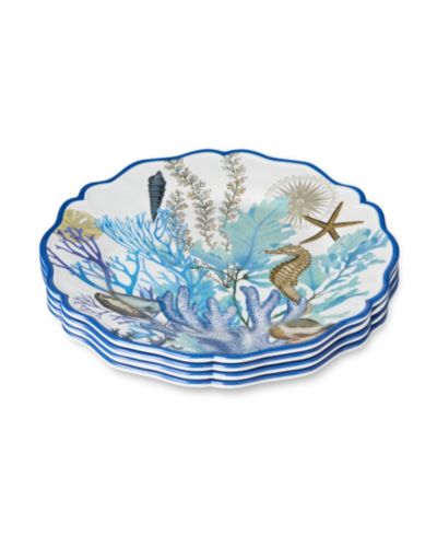 Certified International Blue Lagoon Melamine Dinner Plates, Set of 4