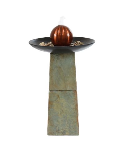 38" H Decorative Orb Slate Outdoor Water Fountain
