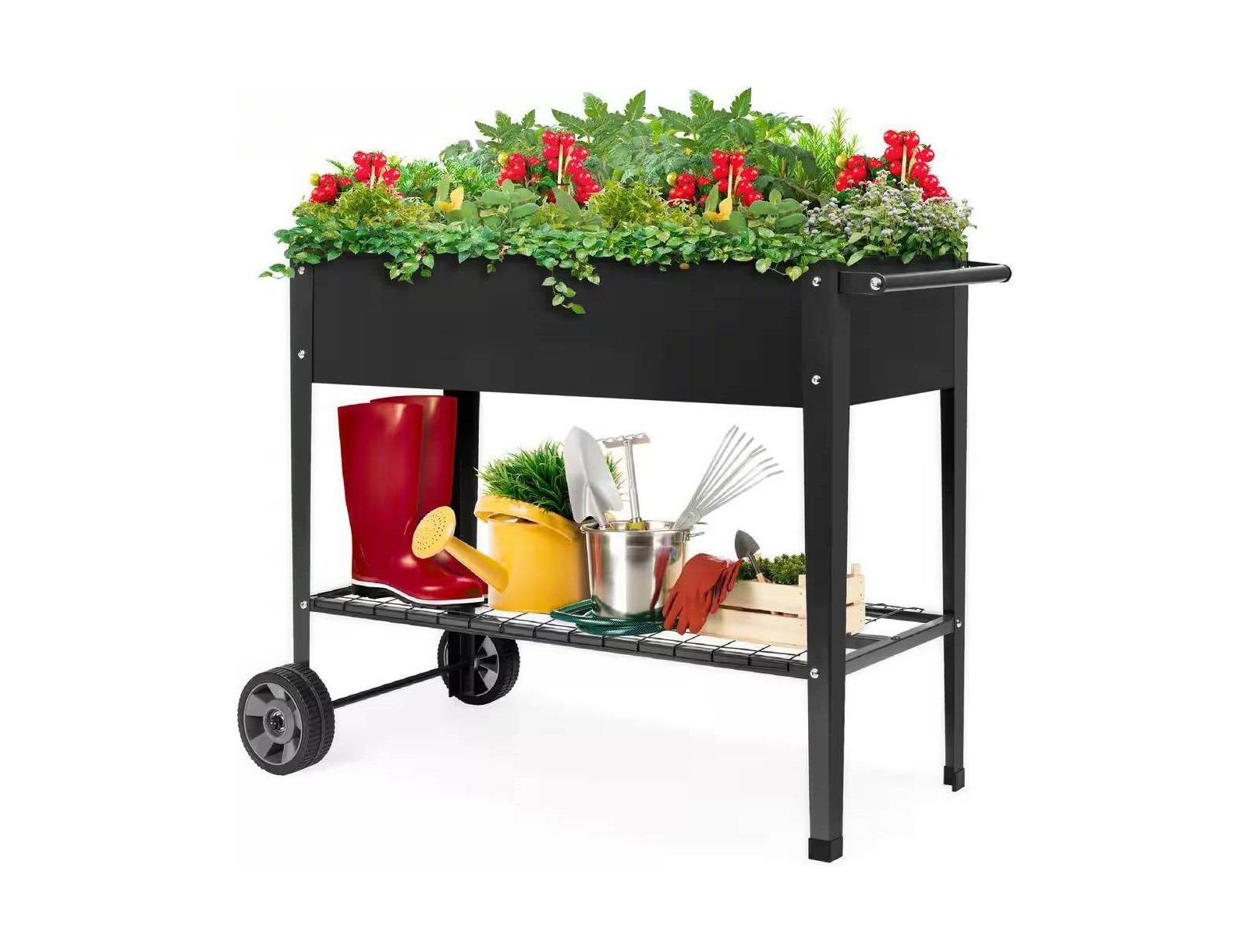 Slickblue Metal Raised Garden Bed Planter Cart on Wheels 37-inch x 15-inch